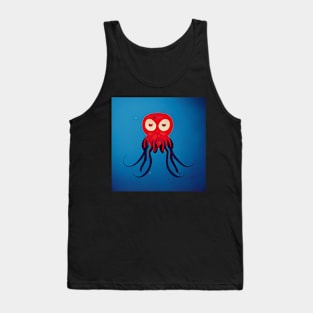 Little Red Octopus with blue tentacles. Tank Top